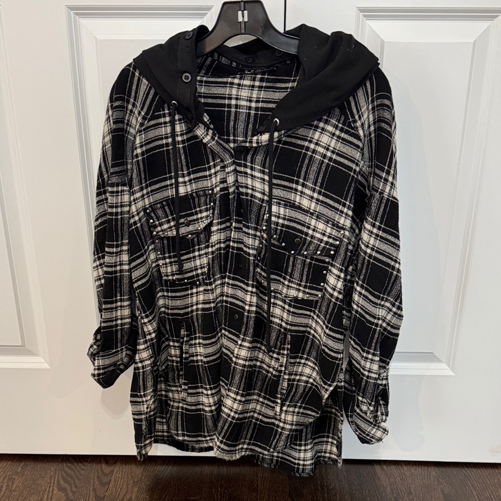 The Kooples Black and White Plaid Button Down Shirt